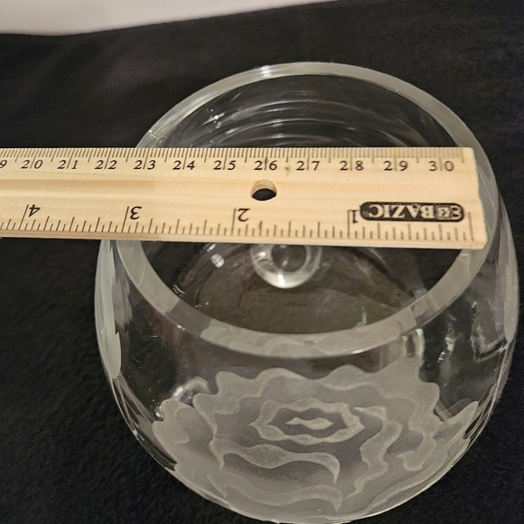 Tiffin 3 Ball Footed Sand Carved  Swedish Optic Rose Bowl - Picture 7 of 13